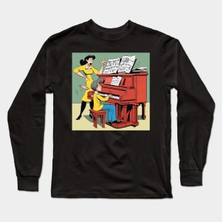 cartoon of a strict female piano teacher Long Sleeve T-Shirt